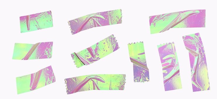PSD colorful torn tape strips on white