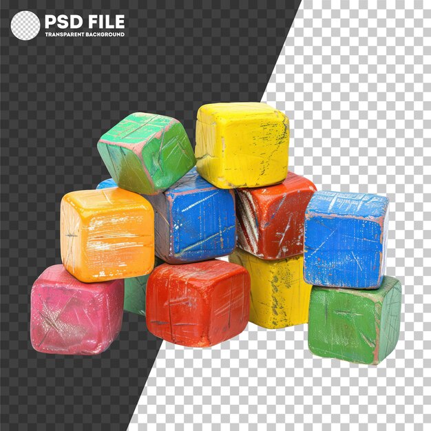 PSD colorful toy blocks for children39s play on transparent background stock png