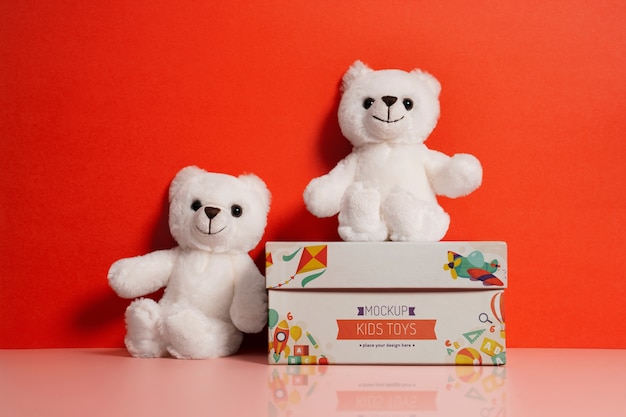 PSD colorful toy box for children with teddy bear