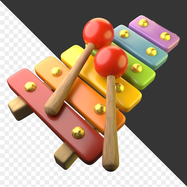 a colorful toy with a wooden toy on it