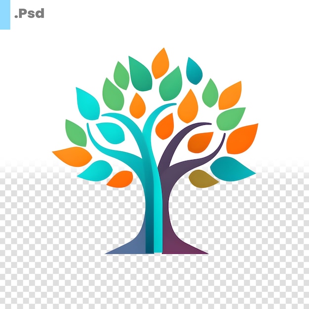 PSD colorful tree logo template abstract tree icon vector illustration psd template