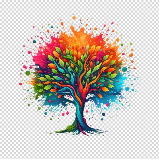 PSD un albero colorato con uno sfondo colorato e un albero colore