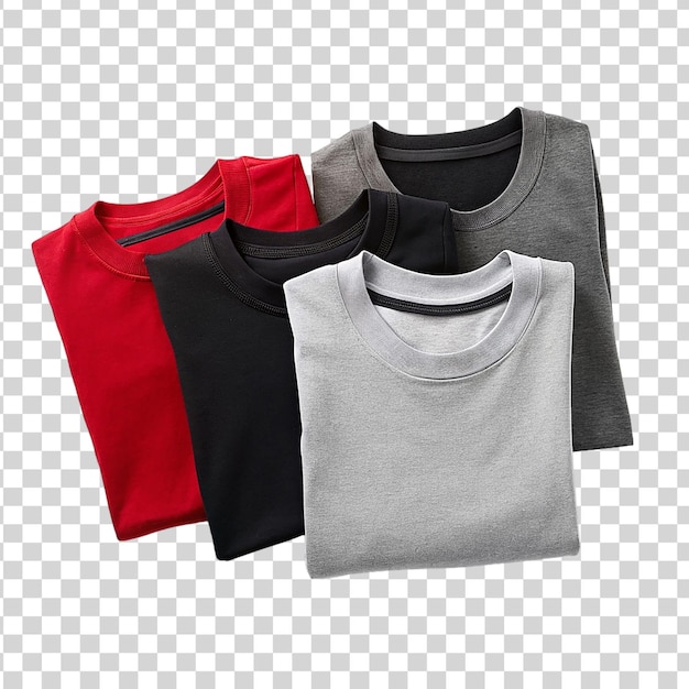 PSD colorful tshirts isolated on transparent background