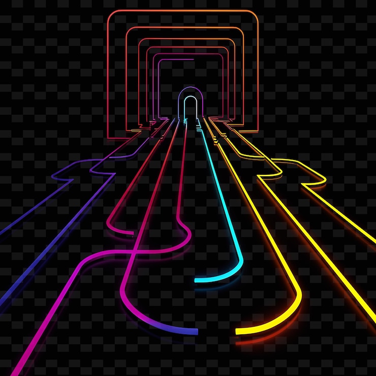 PSD a colorful tunnel with neon lights and a colorful strip of light