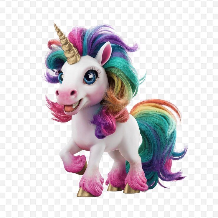 PSD a colorful unicorn with rainbow hair on its head