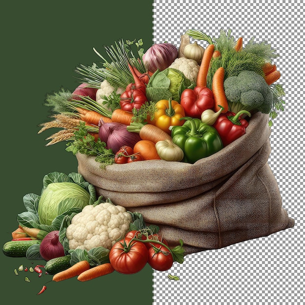 PSD colorful vegetable assortment png