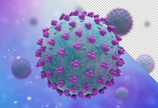 PSD colorful virus 3d rendering