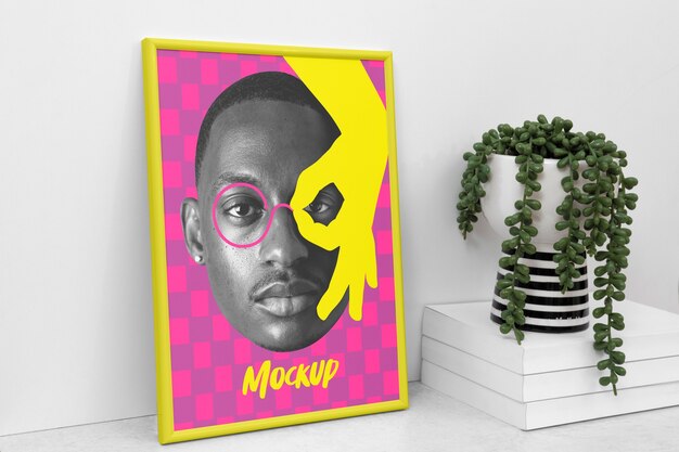 PSD colorful wall frame mock-up design