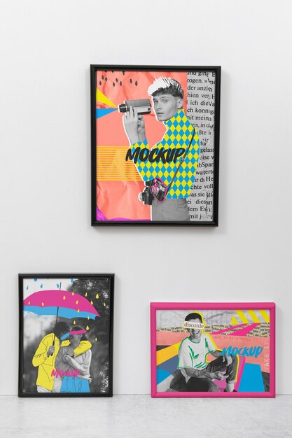 PSD colorful wall frame mock-up design