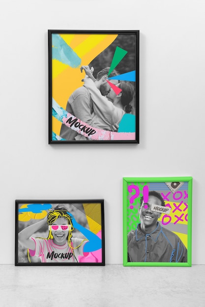 PSD colorful wall frame mock-up design