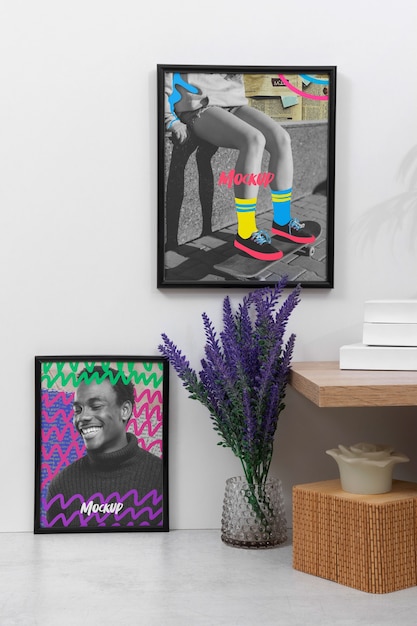 PSD colorful wall frame mock-up design