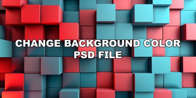 PSD a colorful wall made of red and blue cubes stock background