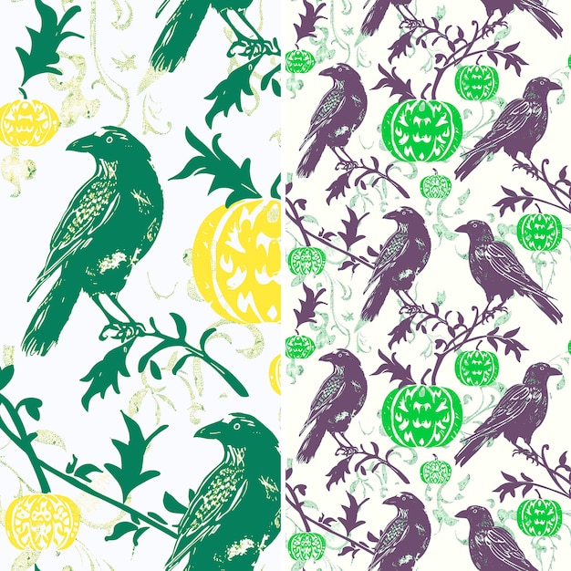 PSD a colorful wallpaper with birds and a pear on it