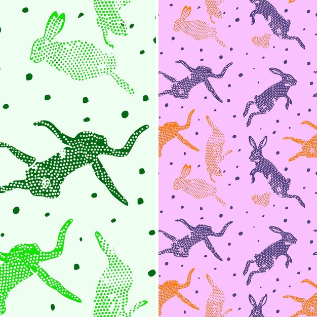 PSD a colorful wallpaper with green and orange animals and dots