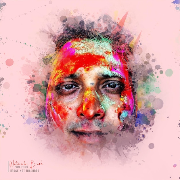 Colorful watercolor art painting sketch photo effect