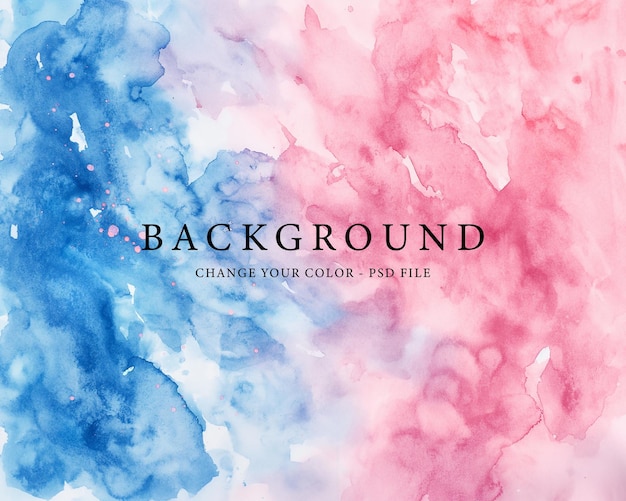 PSD colorful watercolor background with a pink and blue background