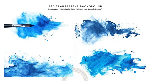 Colorful watercolor brush on transparent background