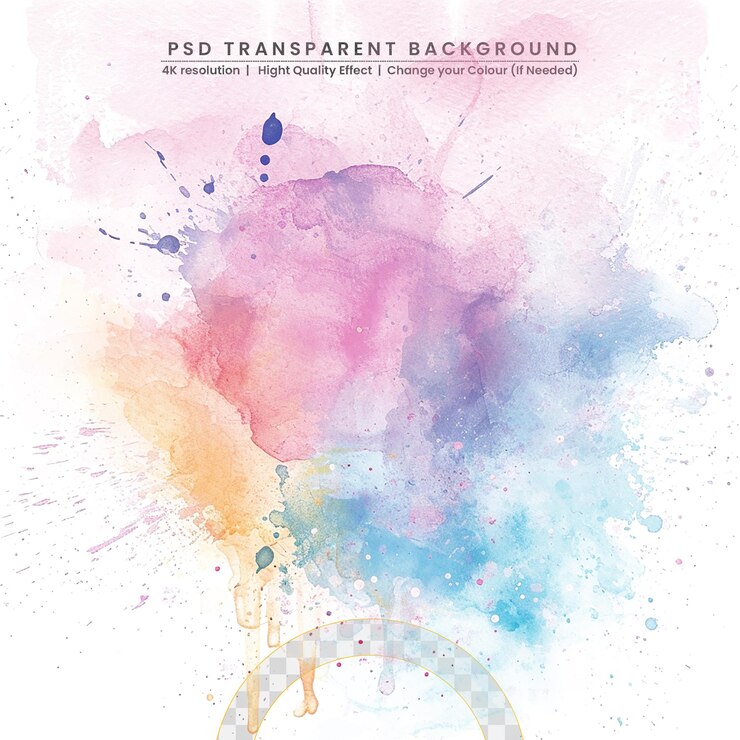 PSD colorful watercolor brush on transparent background