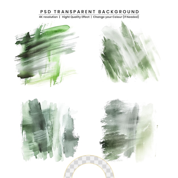 PSD colorful watercolor brush on transparent background