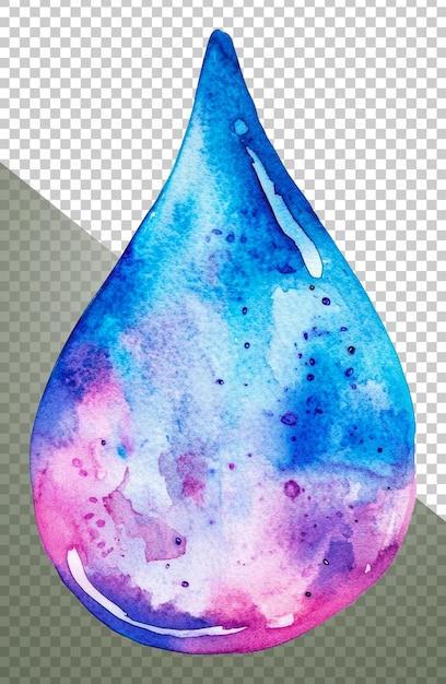 colorful watercolor drop with blue and pink tones cut out stock png