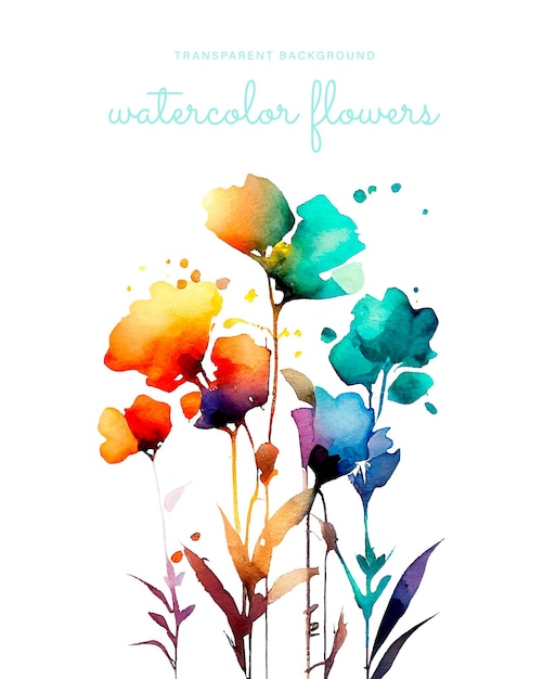 Un colorato poster di fiori ad acquerello con il titolo fiori ad acquerello.