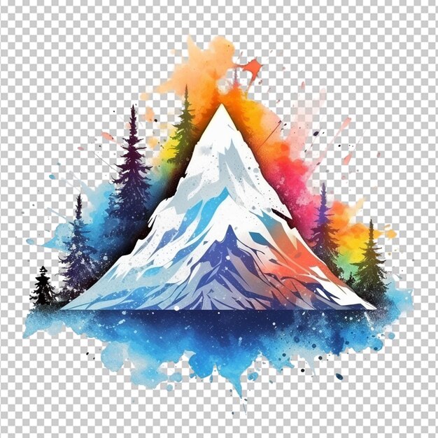 PSD colorful watercolor mountain