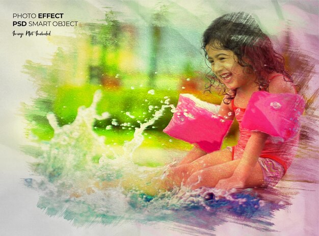 PSD colorful watercolor photo effect