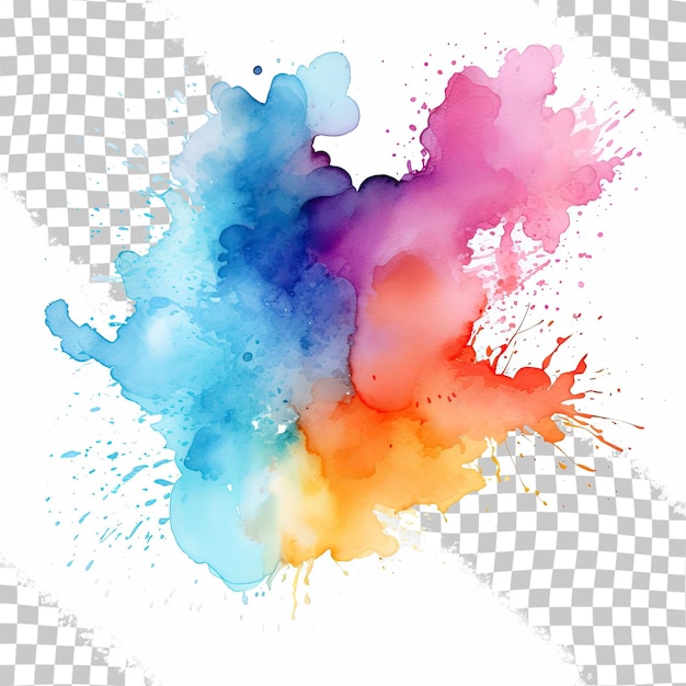 PSD colorful watercolor texture with splashes and spatters modern background for trendy design transparent background