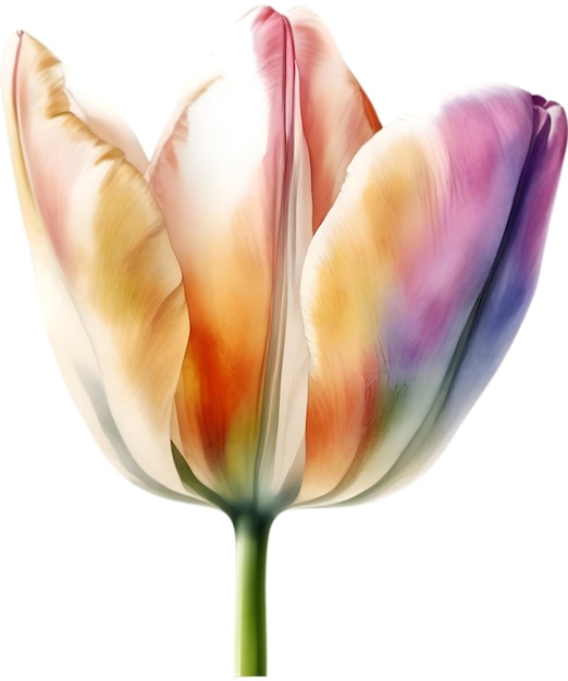 PSD colorful watercolor tulip painting