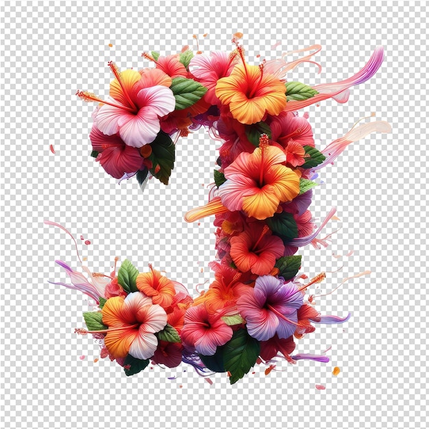 A colorful watercolored letter s is drawn with flowers and leaves