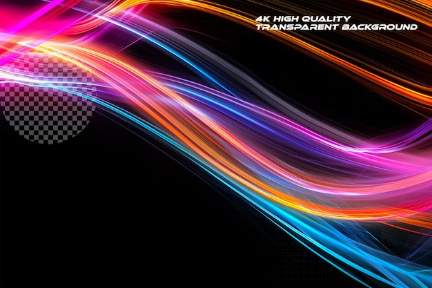 Colorful waves and glowing effect on transparent background