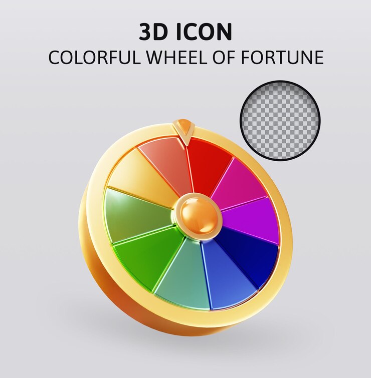 PSD 有色彩的运气轮 3d 渲染插图