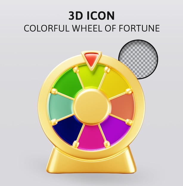 Colorful wheel of luck or fortune 3d rendering illustration