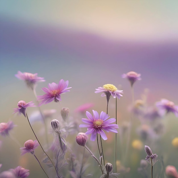 PSD colorful wildflower field background