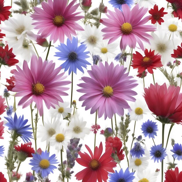 PSD カラフルな野の花の壁紙 野の花のイラスト aigenerated