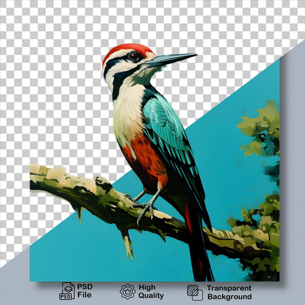 PSD colorful woodpecker illustration isolated on transparent background include png file