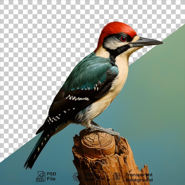 Illustrazione colorata di picchio isolata su sfondo trasparente include file png