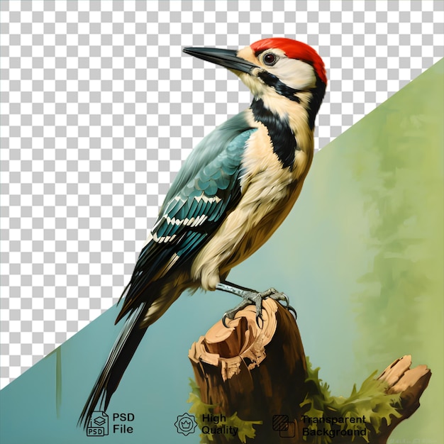 PSD illustrazione colorata di picchio isolata su sfondo trasparente include file png