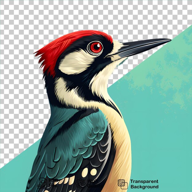 PSD colorful woodpecker illustration isolated on transparent background include png file