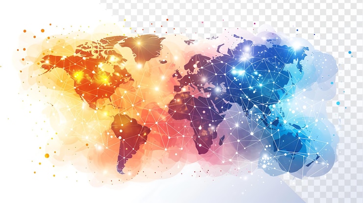 PSD colorful world map vector illustration