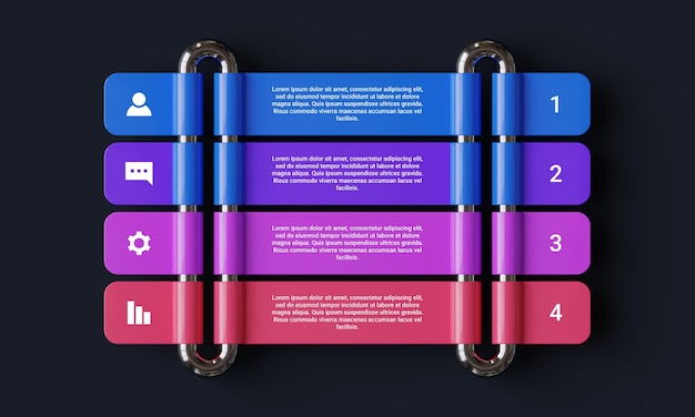 PSD colorfull business concetto di modello di timeline infografica con 4 opzioni