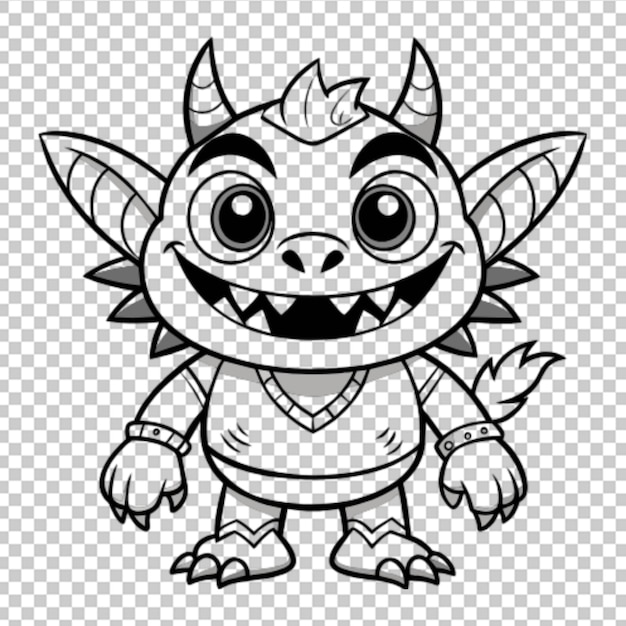 PSD coloring page for kids cartoon style monster