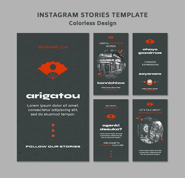 PSD storie di instagram di design incolore