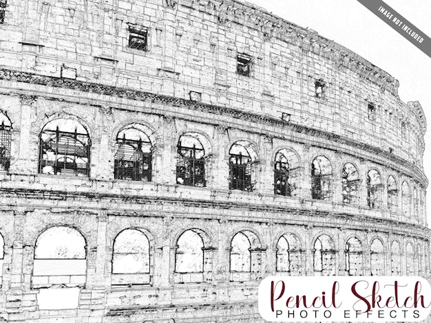 Colosseum in Rome Potloodschets Foto-effect