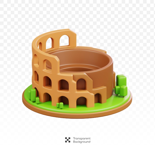 Colosseum isolated symbols icons and culture of italy 3d render