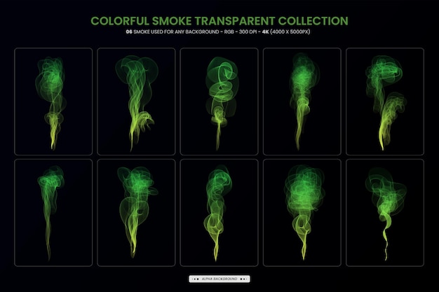 PSD colour smoke transparent set