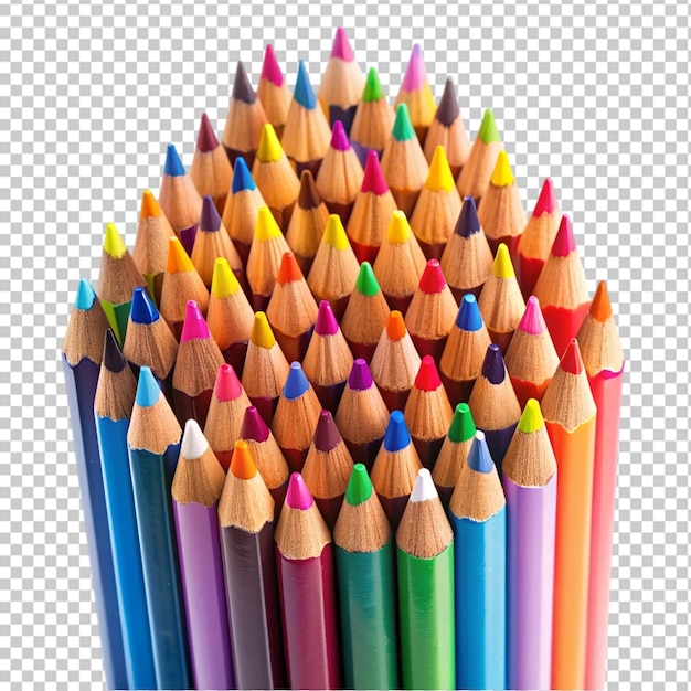 Coloured pencils and red apple