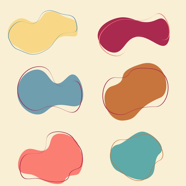 colourful abstract shapes fluid hand drawn organic shapes vector shape creative element seamless PSD