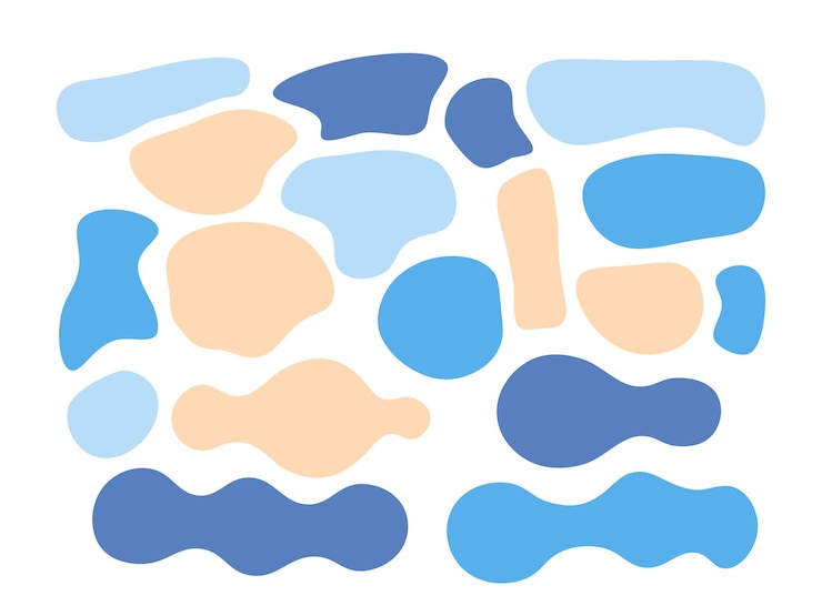 PSD colourful abstract shapes fluid hand drawn organic shapes vector shape seamless element