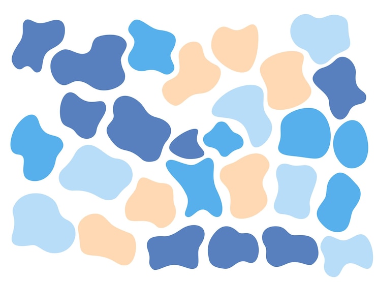 PSD colourful abstract shapes fluid hand drawn organic shapes vector shape seamless element